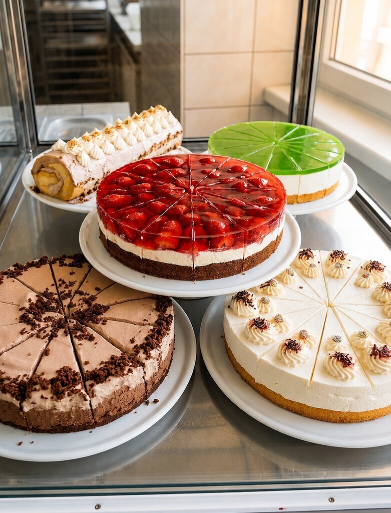 Auswahl an Kuchen und Torten im Imbiss am Kegelsberg